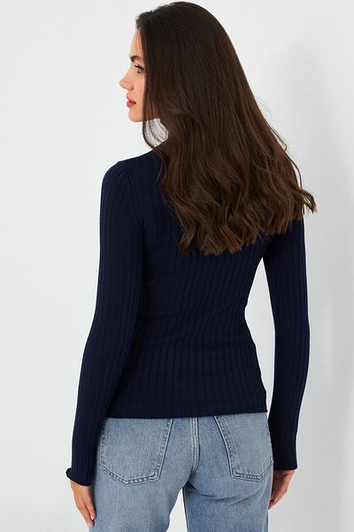 Cool & Modest Women's Navy Blue Turtleneck Knitwear Blouse Myv102-90