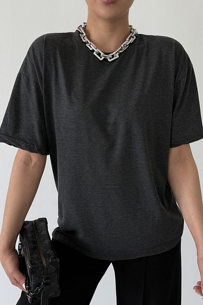 MODAGEN Μπλουζάκι Unisex Μαστιγωμένο Ανθρακί με λαιμόκοψη