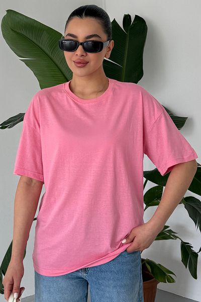 MODAGEN Μπλουζάκι Unisex Pink Crew Neck μονόχρωμο