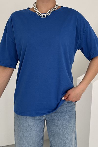 MODAGEN Μπλουζάκι Unisex Saks Blue Crew Neck μονόχρωμο
