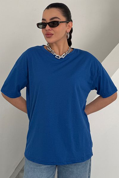 MODAGEN Μπλουζάκι Unisex Saks Blue Crew Neck μονόχρωμο