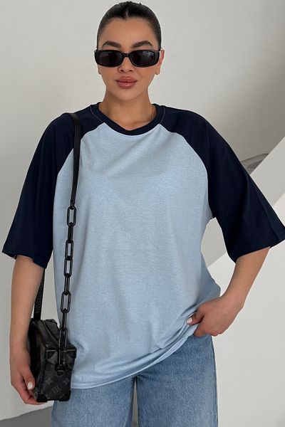 MODAGEN Tricou supradimensionat unisex, albastru, cu mâneci raglan