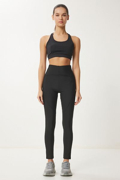 Happiness İstanbul Schwarze Strick-Sportstrumpfhose für Damen VX00006