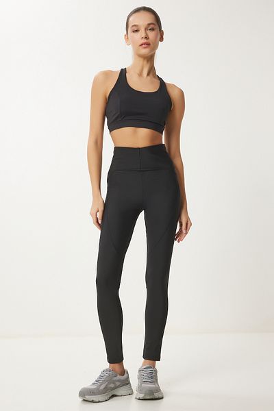 Happiness İstanbul Schwarze Strick-Sportstrumpfhose für Damen VX00006