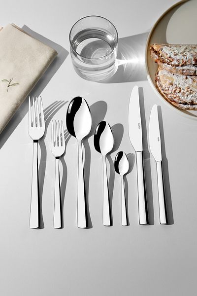 Nehir Deniz Sade - 12 Person, 84 Piece Leather Boxed Fork Spoon Knife Set