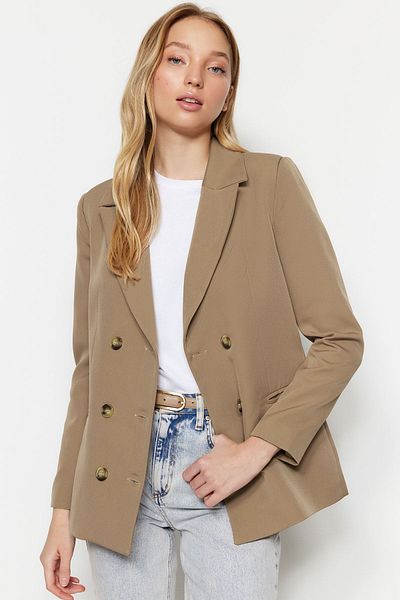 Trendyol Collection Світло-коричневий піджак з тканого підкладкового матеріалу TWOSS21CE0029