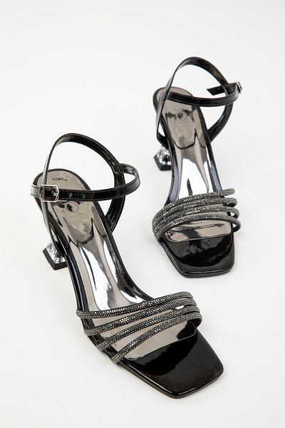SOHO Black Patent Leather Women's Classic Heeled Shoes 18826