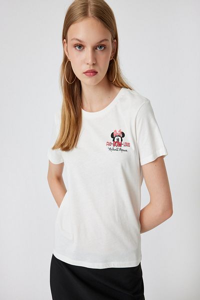 Koton Ecru Women's T-Shirt 4Sal11134Ik