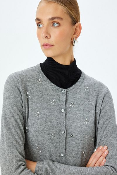 Koton Gray Women's Cardigan 5Wak90702Ht