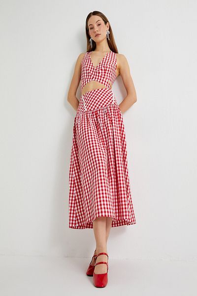 Koton Red Plaid Women's Skirt 4Sak70139Uw