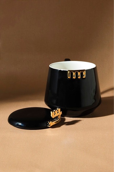 Karaca 50th Year Signature Collection Black Mug with Lid 350 ml
