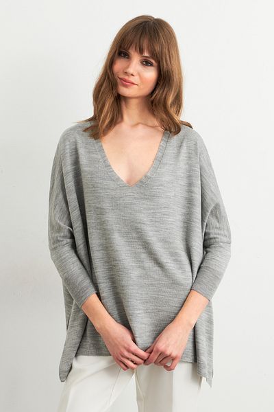 Cool & Sexy Women's Gray V-Neck Loose Blouse Yv304