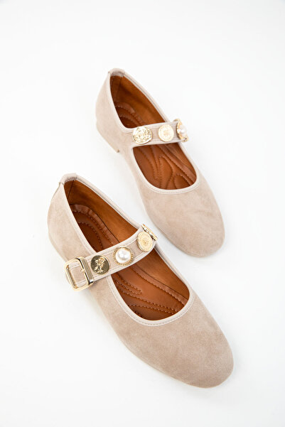 SOHO Bézs velúr női balerinák 20200