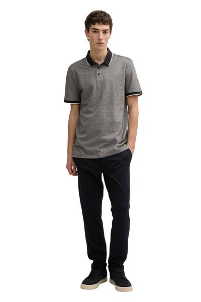 Tom Tailor Denim Pánské dvoubarevné tričko Polo Neck Chalk Grey