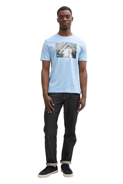 Tom Tailor Denim Vyprané střední modré tričko pro muže