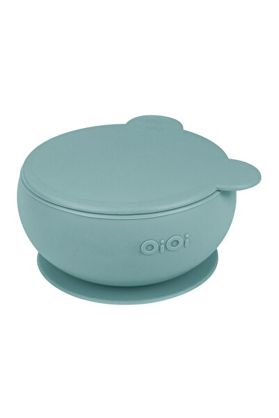OiOi Kapaklı Silikon Kase Vakum Tabanlı Aqua Green