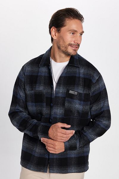 Tudors Мъжка зимна риза Relax Fit Casual Cut Lumberjack с двоен джоб и цепка