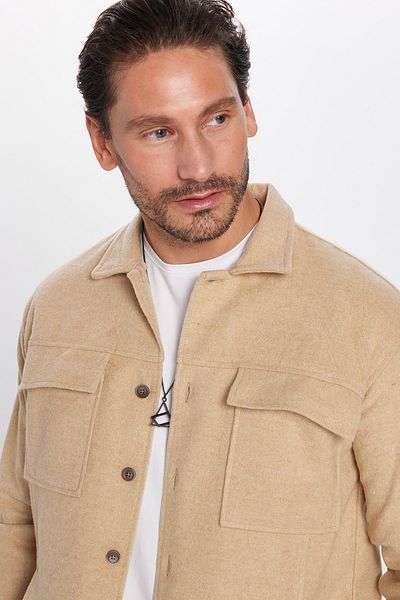 Tudors Ανδρικό πουκάμισο Relax Fit Relaxed Cut Pocket Απλό Απασ Καφέ Πουκάμισο