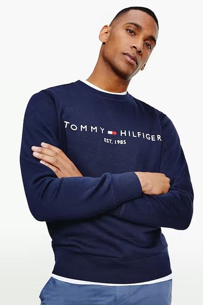 Tommy Hilfiger Pánské rukávy z organické bavlny s logem značky a podpisem značky na hrudi a Brand Flag Det