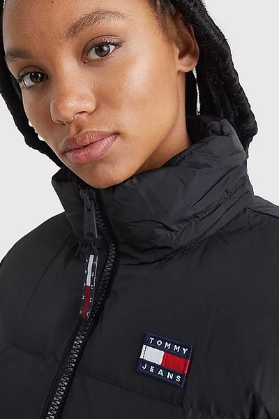 Tommy Hilfiger Women's Black Coat with Brand Logo Suitable for Daily Use Dw0dw14661-Bds