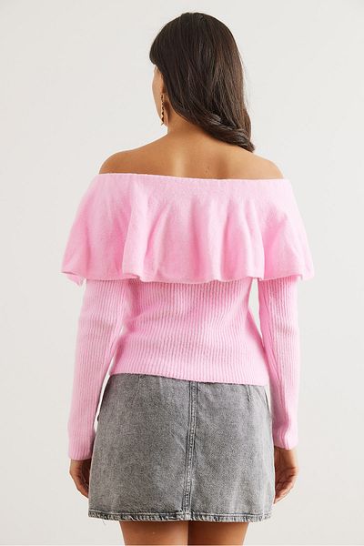 Olalook Candy Pink Madonna Collar Sweater - Soft Textured Kzk- 19000957