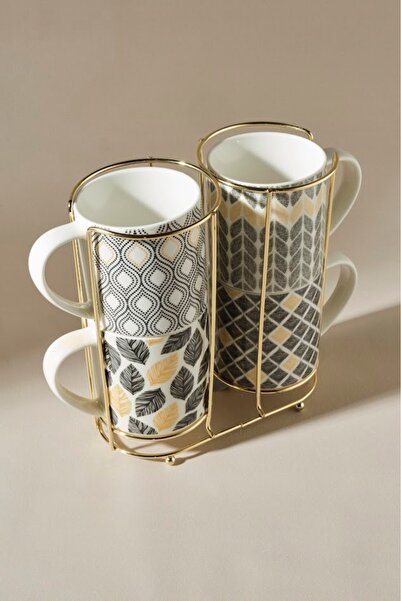 Karaca Std Nero - Classic Porcelain Mug Set of 4