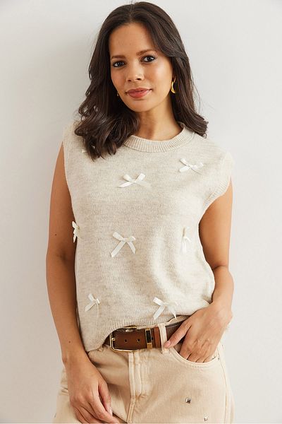 Olalook Women's Stone Bow Detailed Knitwear Sweater Svt- 00000043