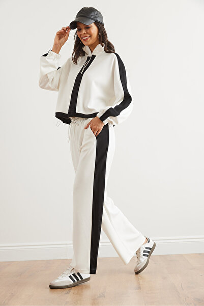 Olalook Γυναικείο σετ αθλητικής φόρμας με λευκό κάτω μέρος με λεπτομέρεια Modal-Key ETKM- 0000080