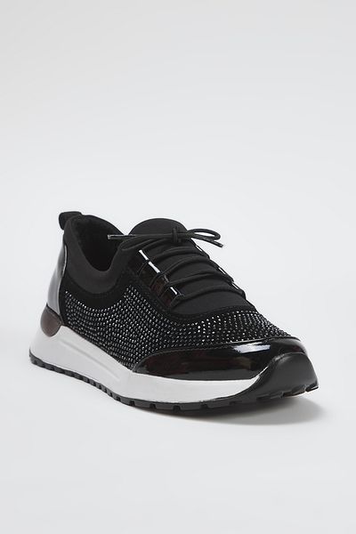 TRENDYOL SHOES Μαύρη πέτρα Lace-Up Γυναικεία άνετα αθλητικά παπούτσια TAKSS25SN00016