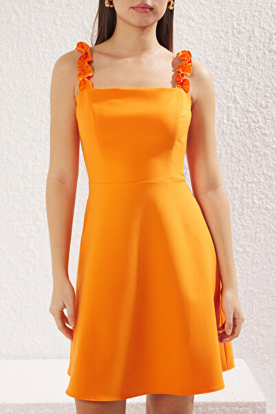 Trendyol Collection Orange Ruffle Detail A-Line Mini Woven Dress Twoss22El2175