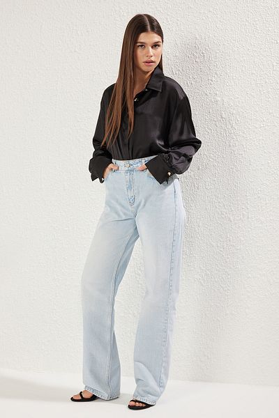 Trendyol Collection Blugi albastru deschis cu picioare late - talie joasa TWOSS24JE00032