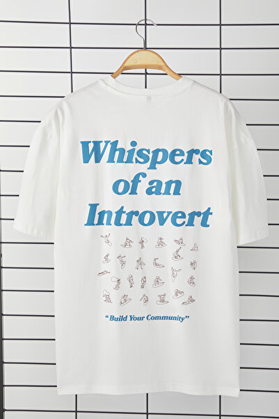 Trendyol Collection Ecru Oversize/Wide Cut T-Shirt aus 100 % Baumwolle mit Fluffy Back Print TMNSS25TS00025