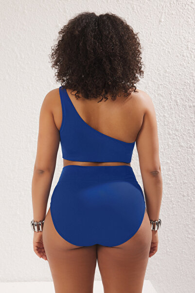 Trendyol Curve Saks Ψηλόμεσο Basic Plus μέγεθος κάτω μέρος μπικίνι TBBSS25CR00002