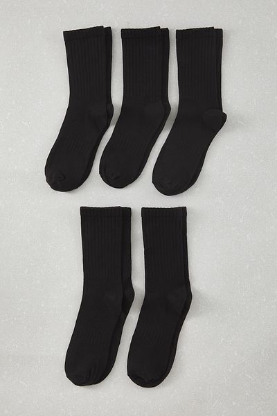 Trendyol Collection Schwarze Unisex 5er-Pack Baumwolle strukturierte College-/Mittelsocken TMNAW25CO00011