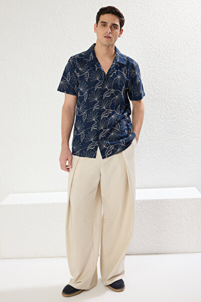 Trendyol Collection Темно-синя вишиванка Regular Fit з детальною вишивкою Сорочка TMNSS25GO00027