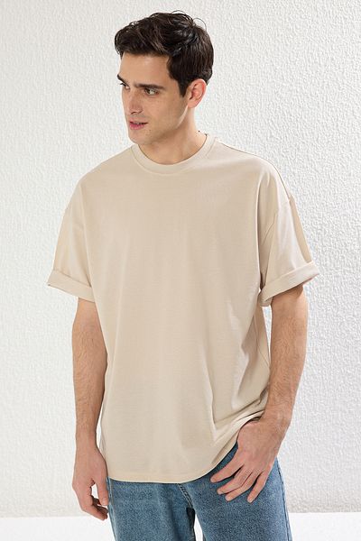 Trendyol Collection Βαμβακερό μπλουζάκι με υφή μεγάλου μεγέθους - TMNSS25TS00058