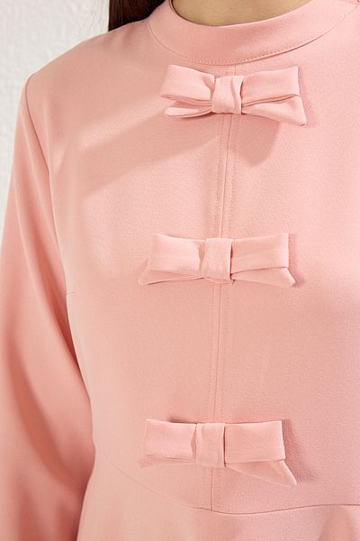 Trendyol Modest Ροζ φόρεμα με ίσια ύφανση Finike Hijab χωρίς επένδυση TCTSS25EB00021
