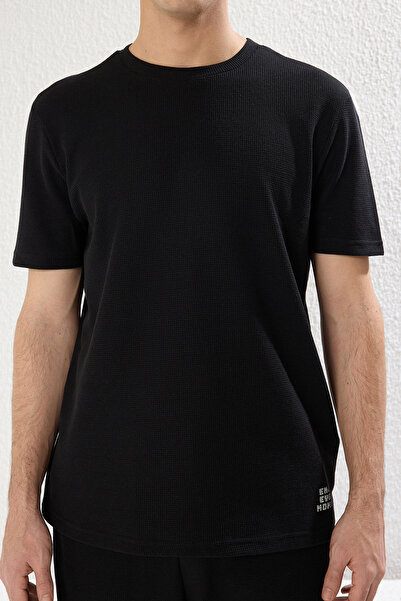 Trendyol Collection Black Regular Fit Waffle Knitted Shorts Pajamas Set Tmnss23Pt00032