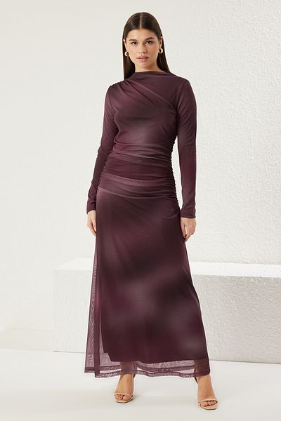 Trendyol Modest Lila gestricktes Kleid mit Farbverlauf TCTSS25EB00043