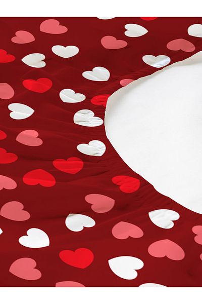 Evmila Heart Patterned Printed Double Sheet Set 180X200 cm