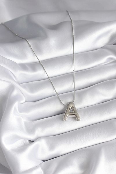 Clariss 316L Steel Silver Color Bubble "A" Letter Model Women's Necklace