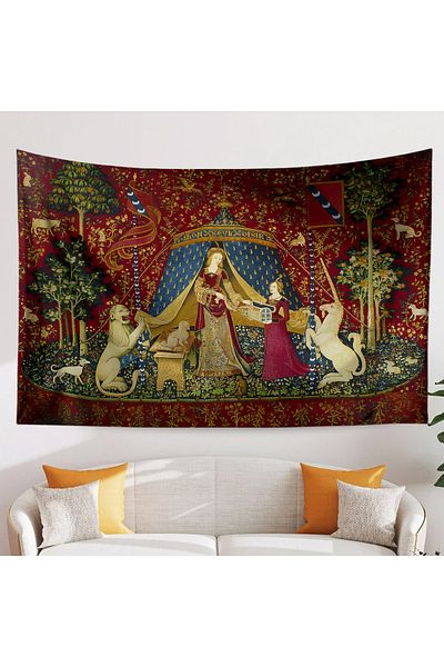 Else Dekor Unicorn Vintage Patterned Women's Tapestry - Medieval Wall Tapestry