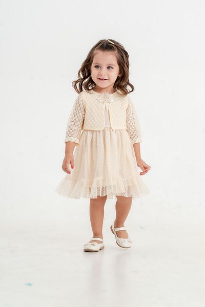 Eray Kids Baby Girl Polka Dot Floral Buckle Dress with Bolero