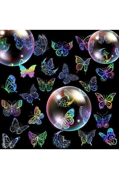 Choice 100 Pcs/pack Transparent Butterfly Laser Stickers Holographic Stickers Pet Creative Retro Sticker...