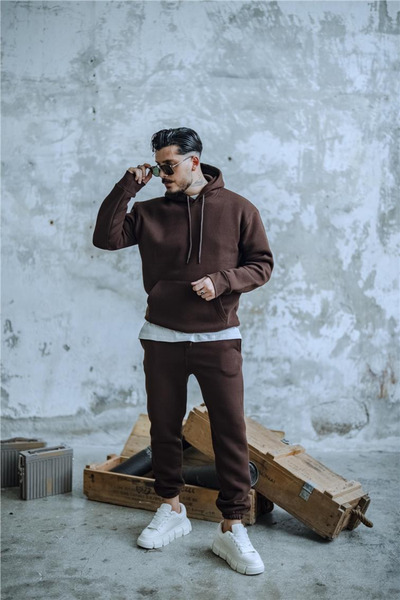 CMZ COLLECTİON Καφέ ανδρικό σετ φόρμας oversize