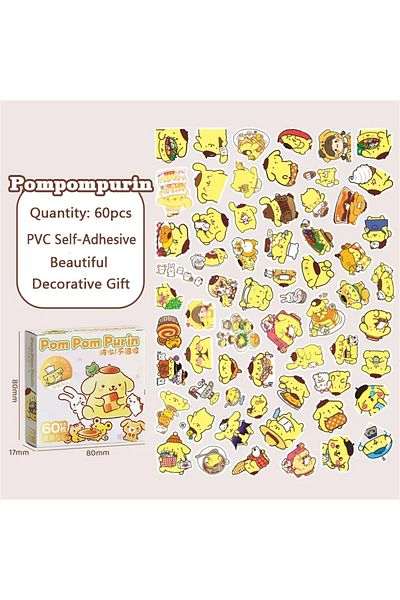 Choice Pompompurin 60pcs Cartoon Crayon Shin-chan Stickers For Kids Girls Diy Laptop Phone Diary Cute Anime
