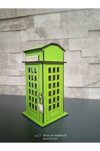 Penguen Green Piggy Bank Telephone Box