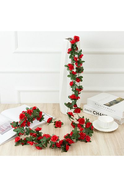 Choice Spring Red 2.5m Rose Artificial Silk For Wedding Garland Fake Plant Flowers Vine Home Room Wedding
