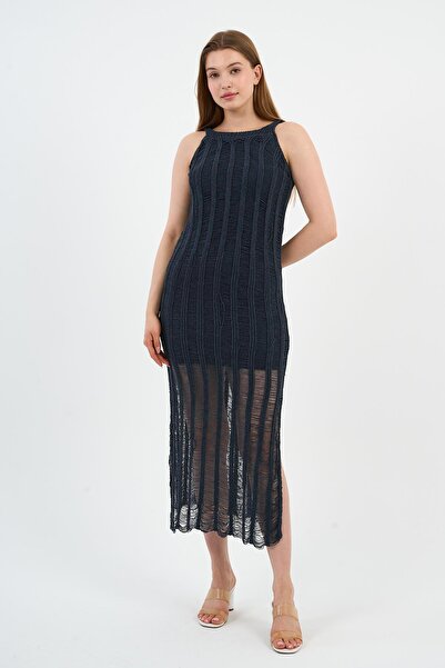 ALEXANDERGARDI Довга трикотажна сукня з розрізом та ажурною обробкою (A24-10180)