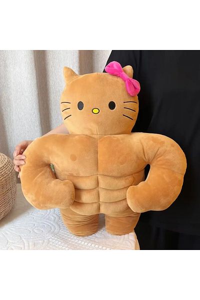 Choice 40cm Hello Kitty Sanrio Kawaii Hello Kitty Muscle Plush Funny Chest Muscle Abdominal Boyfriend Pillo